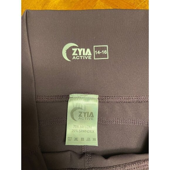 Zyia Active Brilliant Hi-Rise Capri 20" Wine Burgundy Legging Pockets Size 14-16 - Picture 4 of 8
